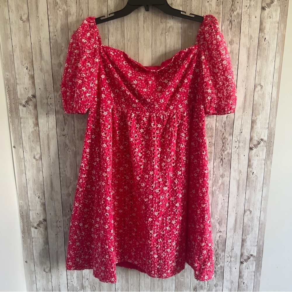 Anthropologie Maeve Lillianne Pink Floral Eyelet Dress